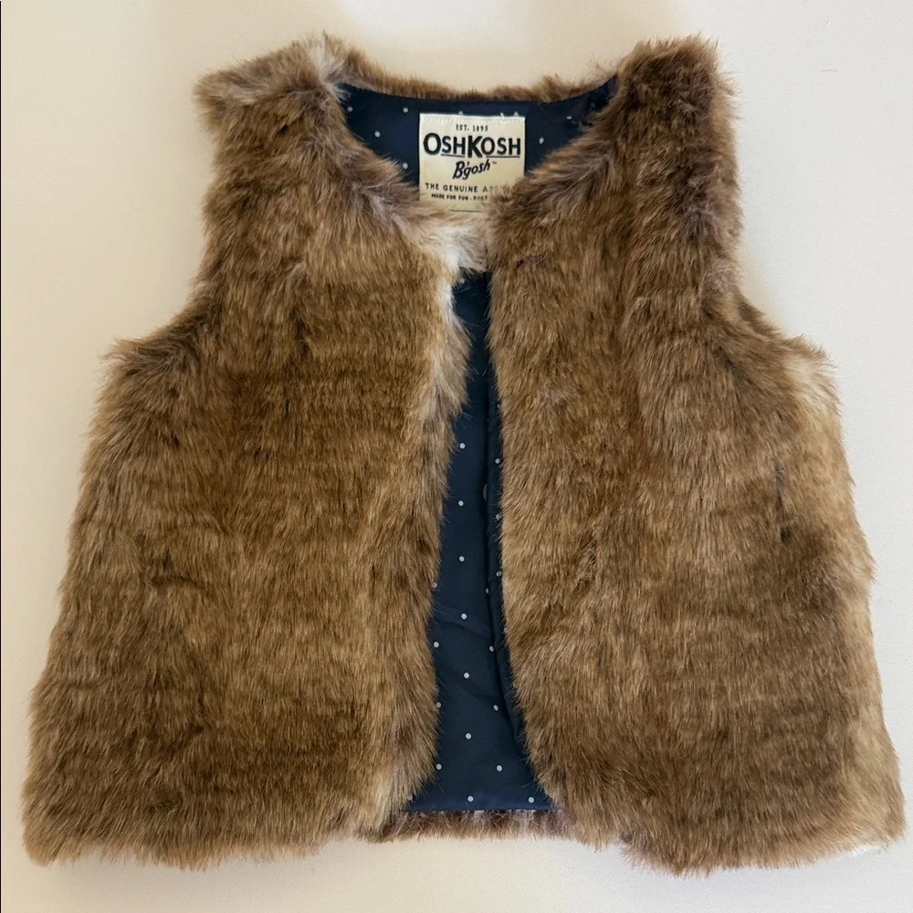 OshKosh B'gosh Brown Faux Fur Vest - Picture 5 of 7